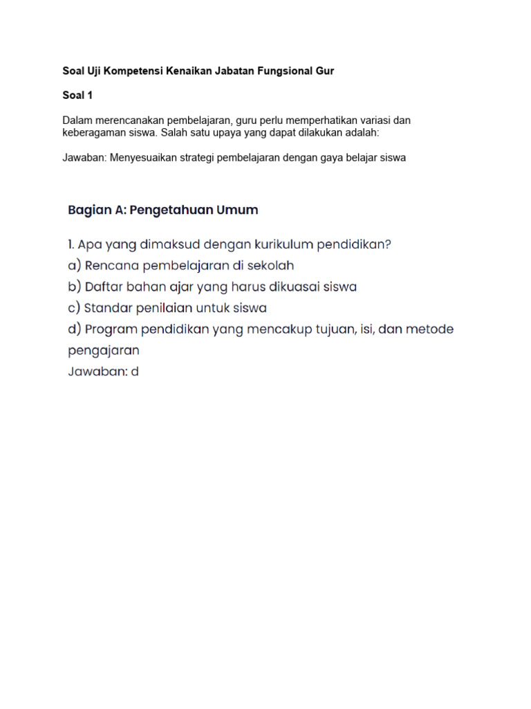 Soal uji kompetensi kenaikan jabatan fungsional gur pdf