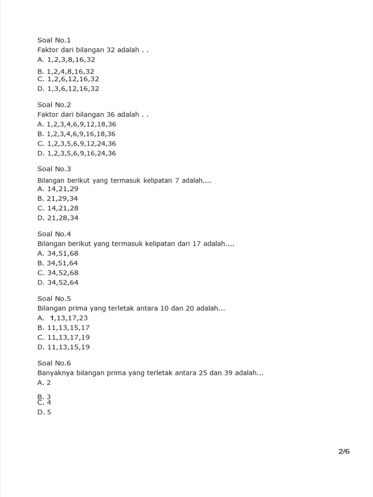 Soal Matematika Kelas 4: FPB dan KPK | PDF