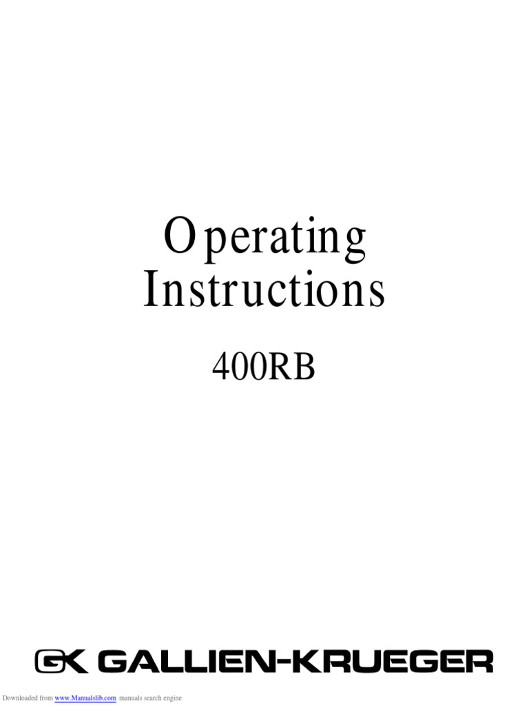 400RB Amplifier Operating Instructions | PDF | Equalization (Audio ...