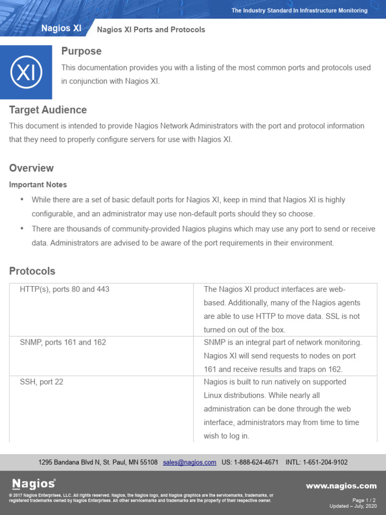 Nagios XI Ports and Protocols Guide | PDF | Port (Computer Networking ...