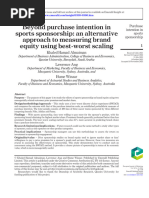 Beyond Purchase Intention in Sports Sponsorship: An Alternative Approach To Measuring Brand Equity Using Best-Worst Scaling