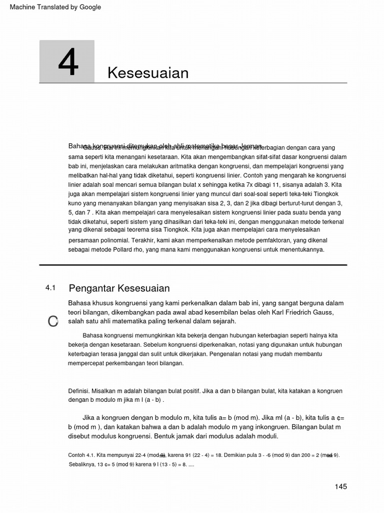 Teori Bilangan dan Kongruensi Rosen | PDF