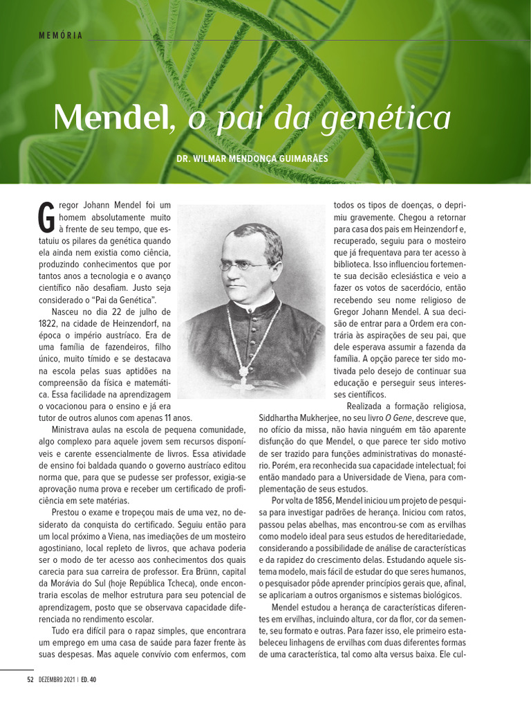 Iatrico 40 Pag 52 53 MENDEL, O PAI DA GENETICA WILMAR MENDONCA ...