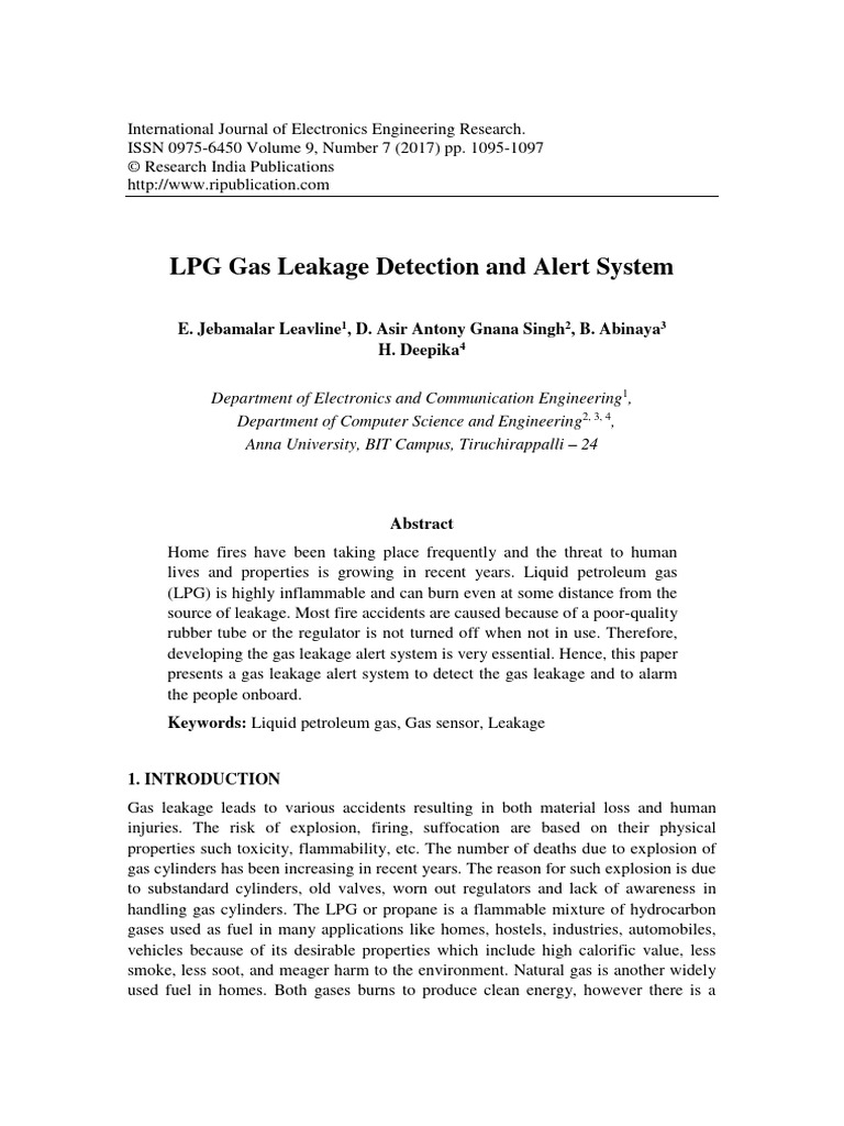 LPG Leakage Detection and Alert System | PDF | Liquefied Petroleum Gas ...
