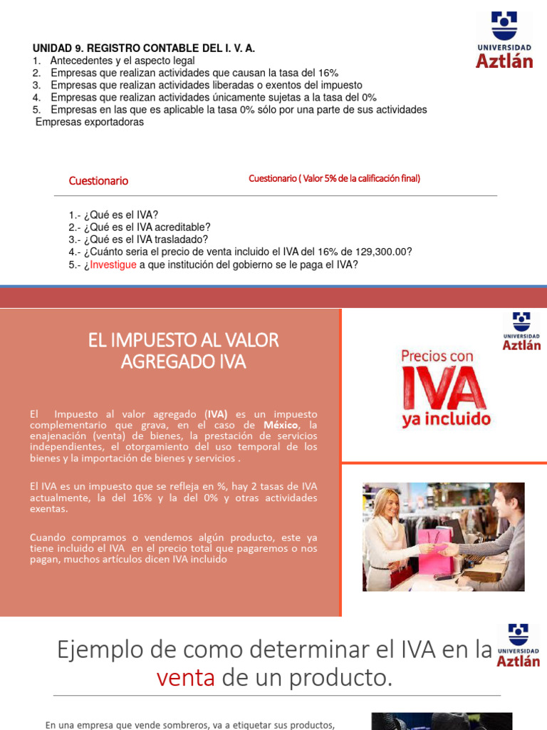 Informacion de Iva para Cuestionario | PDF | Impuesto al valor agregado ...
