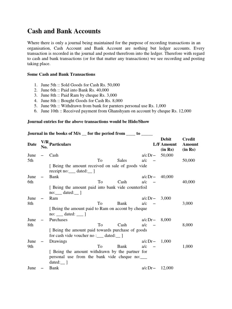 Cash and Bank Account Management | PDF | Bookkeeping | Debits And Credits