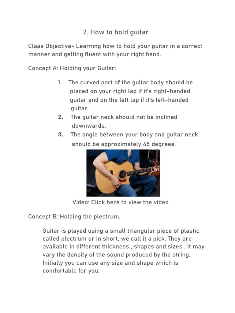 How To Hold A Guitar | Download Free PDF | Guitars | Celtic Musical