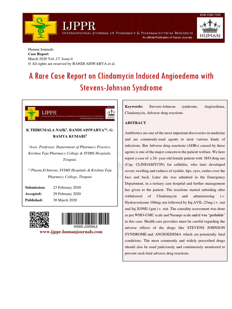 Clindamycin-Induced Angioedema Case Report | PDF | Allergy | Clinical ...