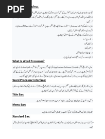 MS Word in Urdu Theory and Practical in PDF Formate