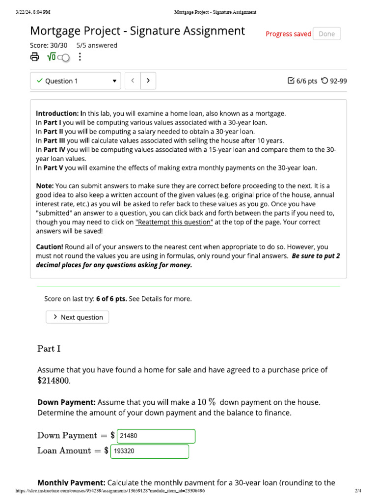 Mortgage Project Signature Assignment | PDF