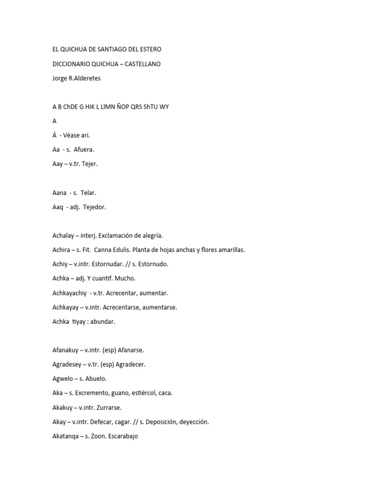 Diccionario Quichua-Castellano | PDF | Artes del Lenguaje y ...