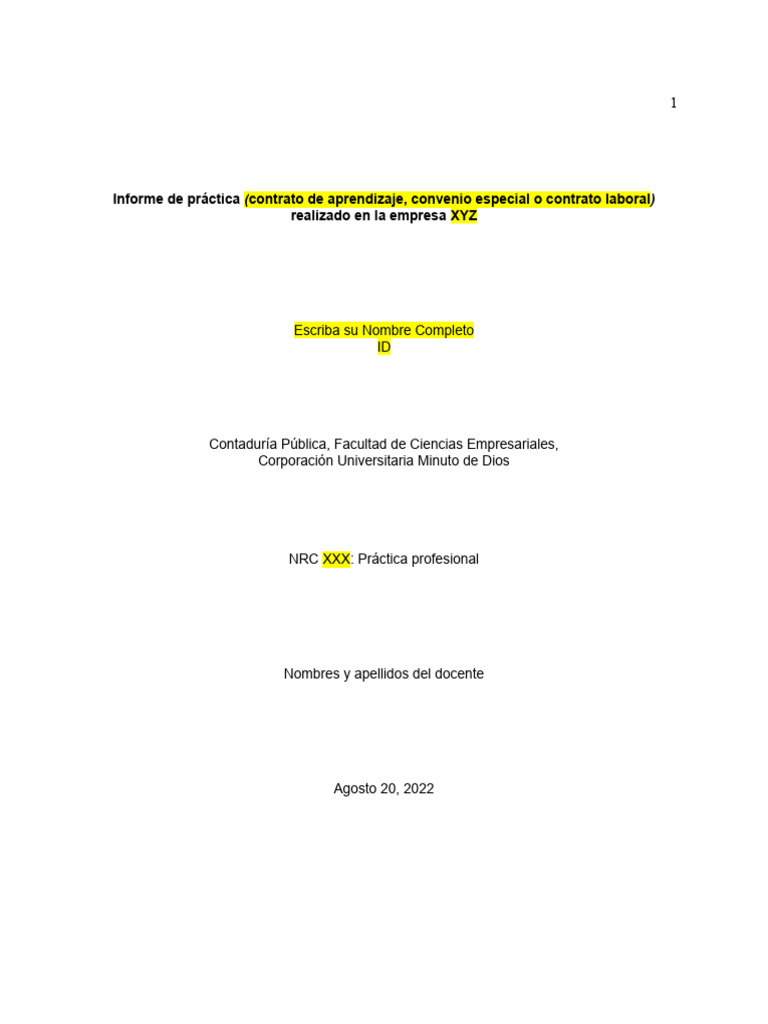 Formato Practica Profesional 2023-50 | PDF | Contabilidad | Comercio ...