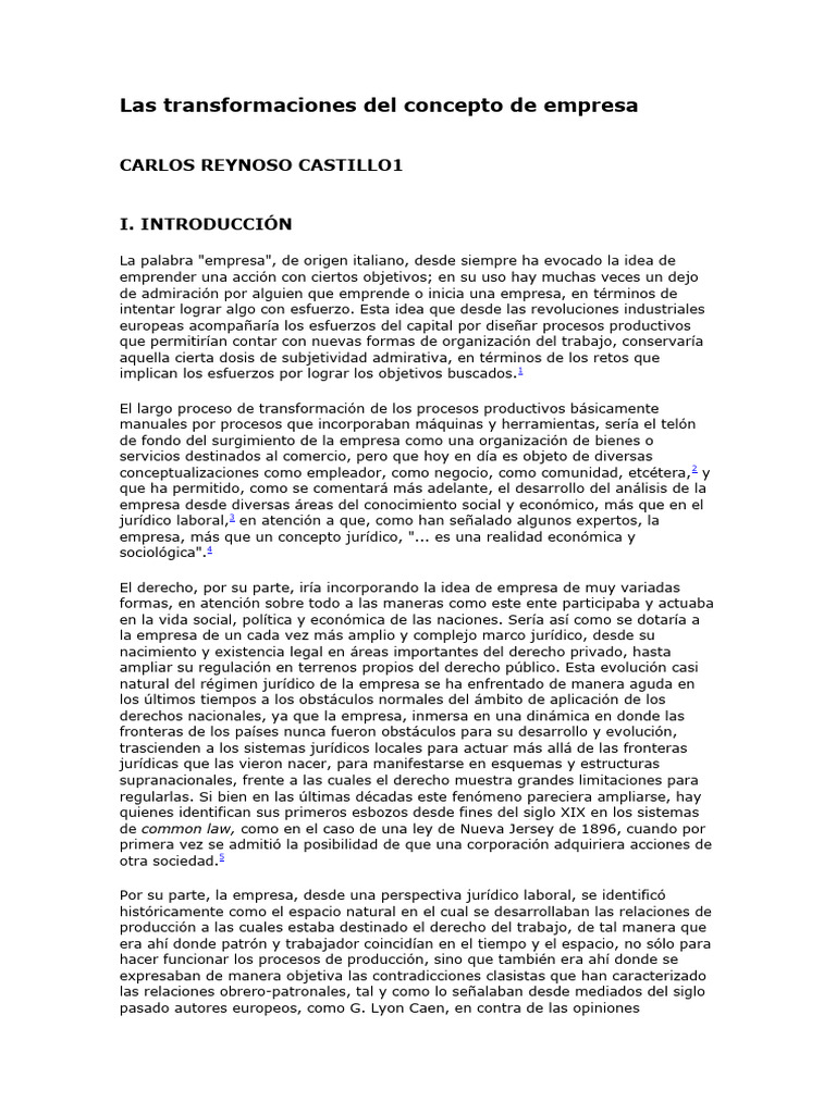Las transformaciones del concepto de empresa pdf business derecho