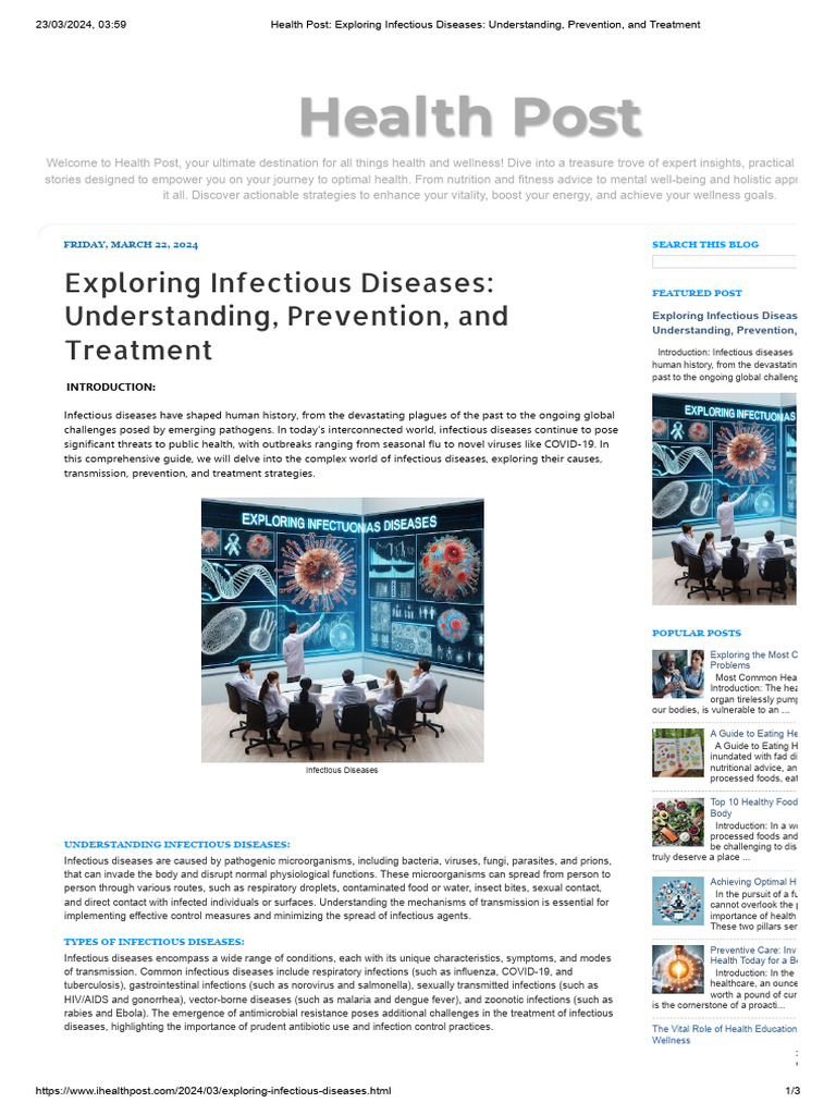 Exploring Infectious Diseases - Understanding, Prevention, and ...