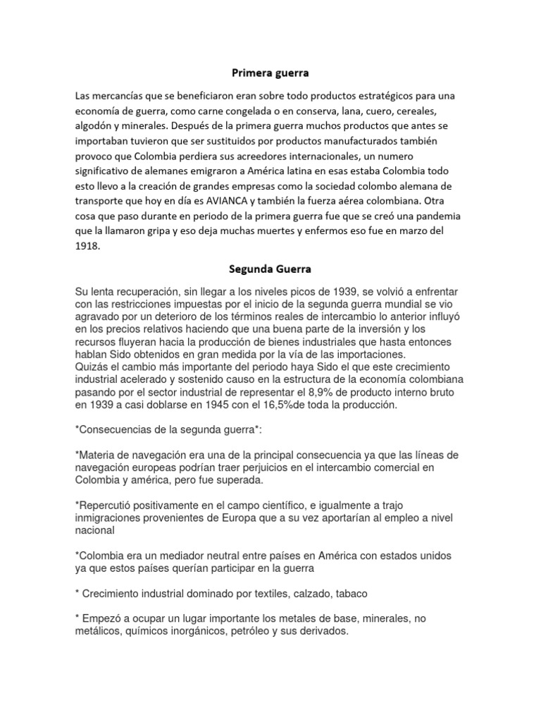 Impacto de Guerras en Colombia: Economía y Conflictos | PDF | Colombia ...