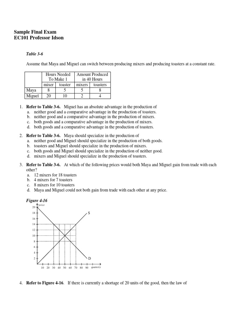 Ec101 Samplefinal Pdf
