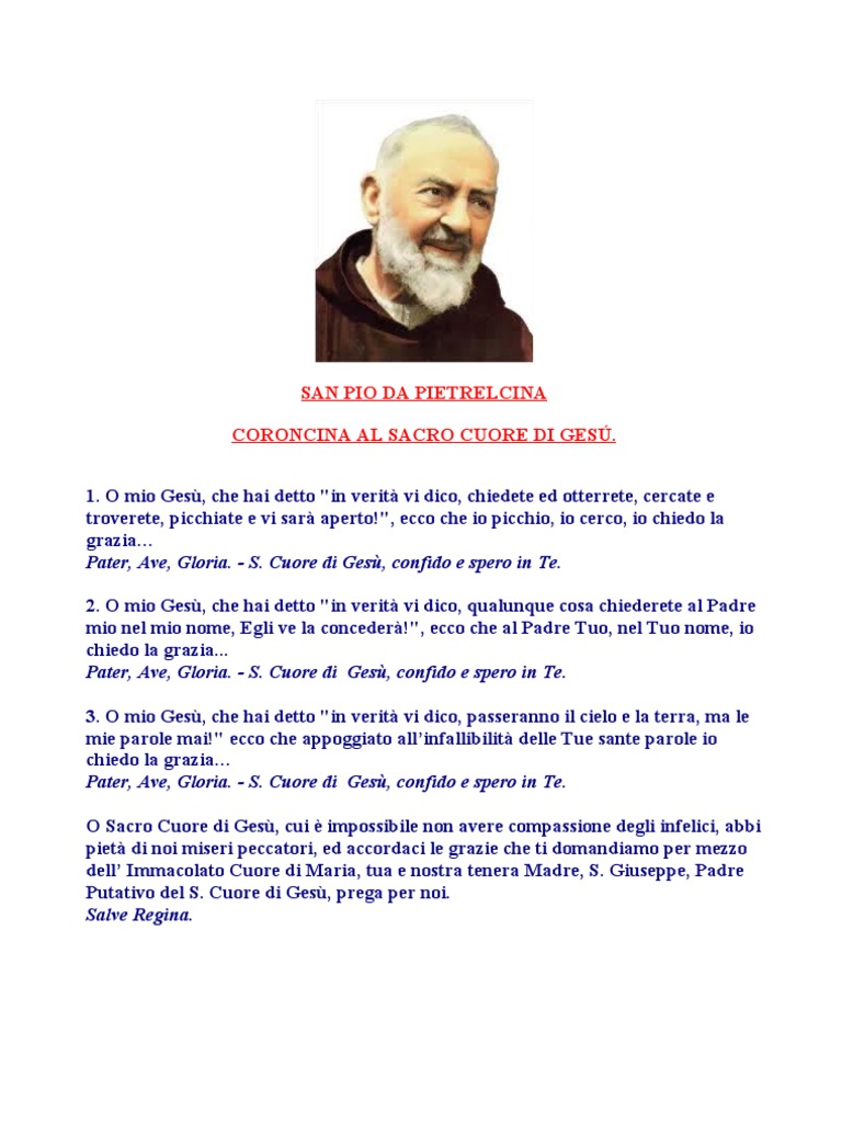 San Pio Da Pietrelcina Coroncina Al Sacro Cuore Di Ges 1