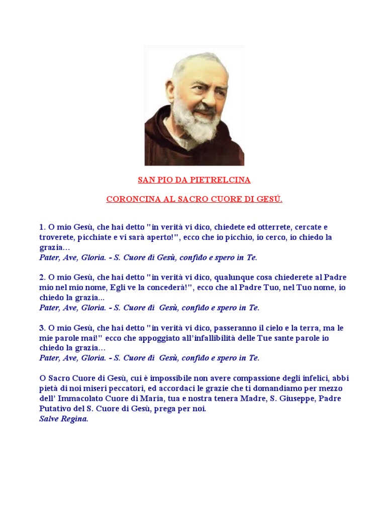 San Pio Da Pietrelcina Coroncina Al Sacro Cuore Di Ges 1