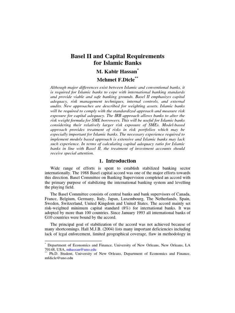Basel II Impact on Islamic Bank Capital | PDF | Islamic Banking And ...