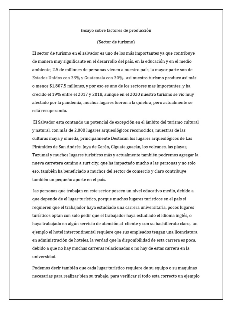 Ensayo sobre factores de producci n turismo descargar gratis pdf