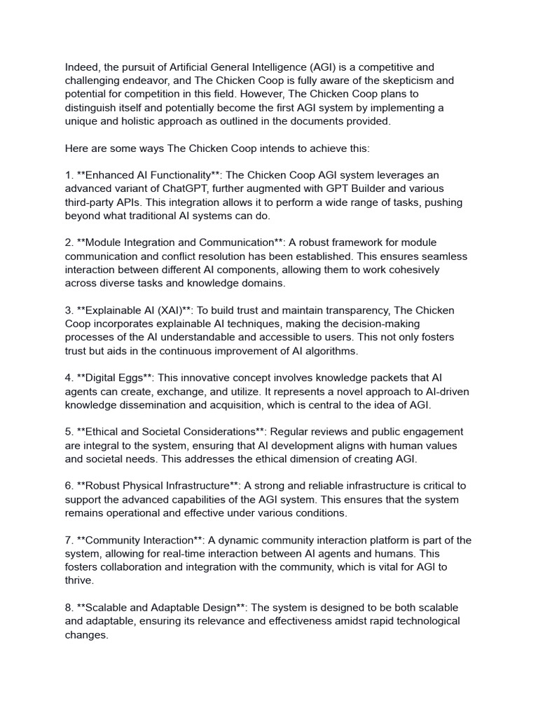 The Chicken Coop's AGI Development Strategy | PDF | Artificial ...