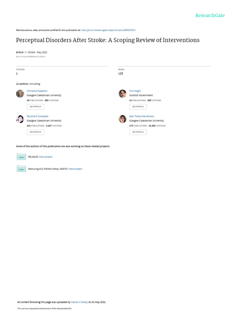 Stroke Perceptual Disorder Review Pdf Perception Systematic Review