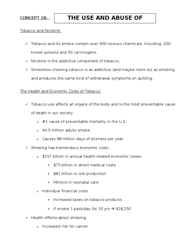 Health Risks and Costs of Tobacco Use | PDF | Tobacco Smoking | Addiction