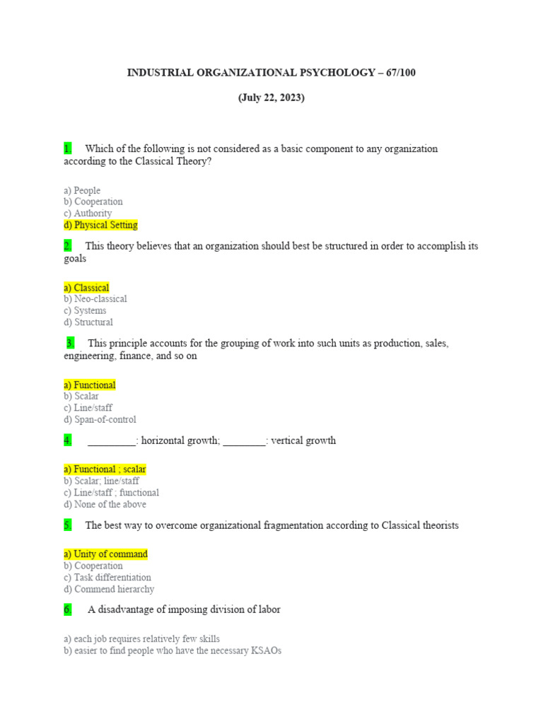 Key Concepts in Industrial Psychology | PDF | Organizational Structure ...