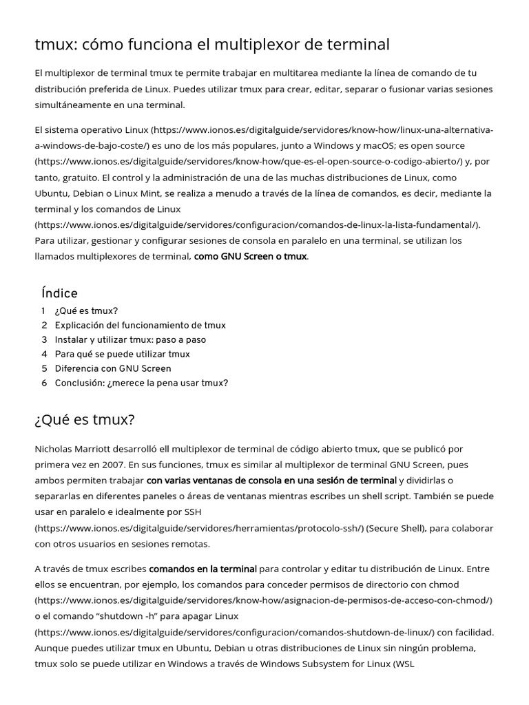 Guía completa sobre tmux en Linux | PDF | Distribución de Linux ...