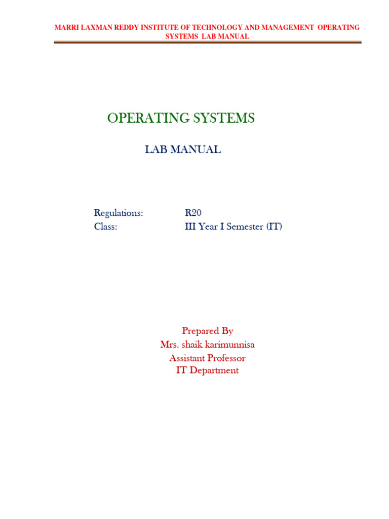 Operating Systems Lab Manual for IT Students | PDF | Computers