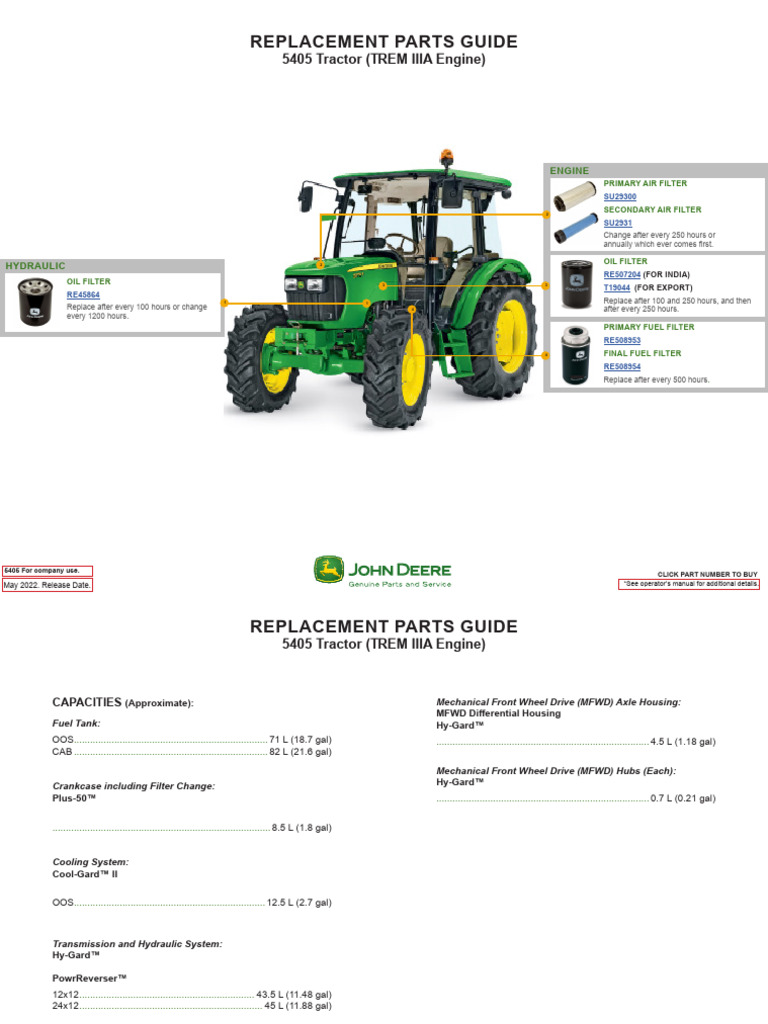 5405 Tractor TREM IIIA Engine India Edition Replacement Parts Guide | PDF | Tractor | Manual ...