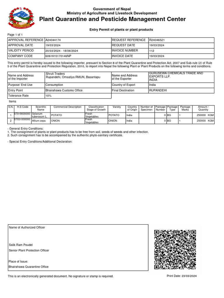 Plant Quarantine and Pesticide Management Center Government of Nepal