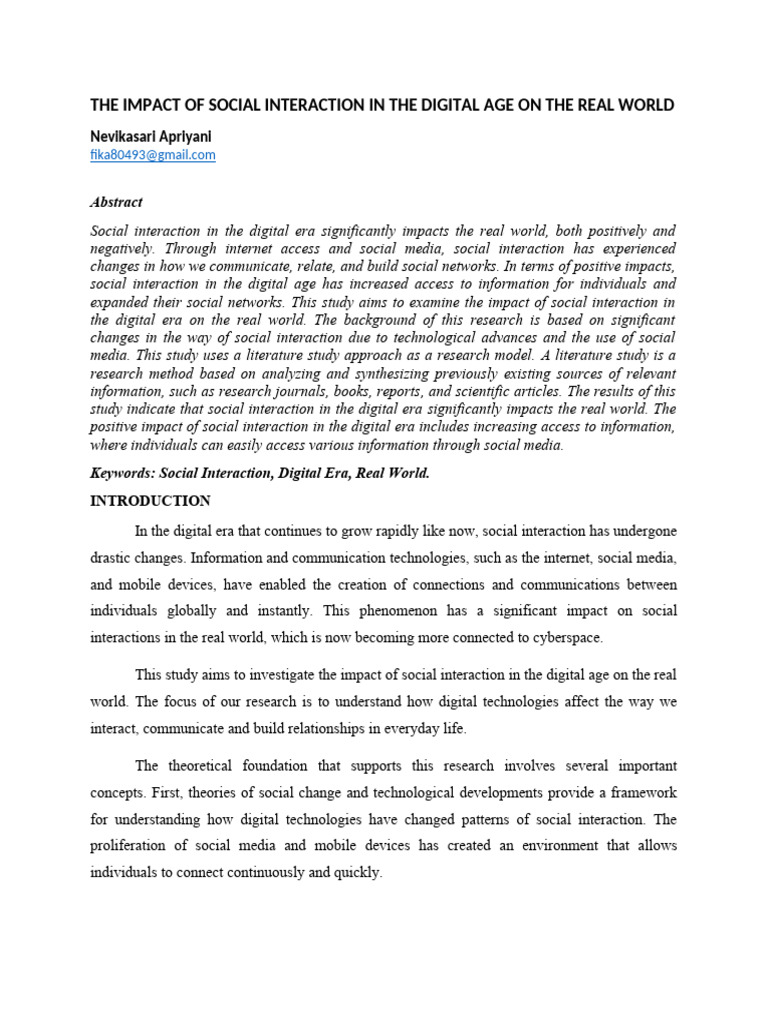 Impact of Digital Age on Social Interaction | PDF | Popular Culture ...