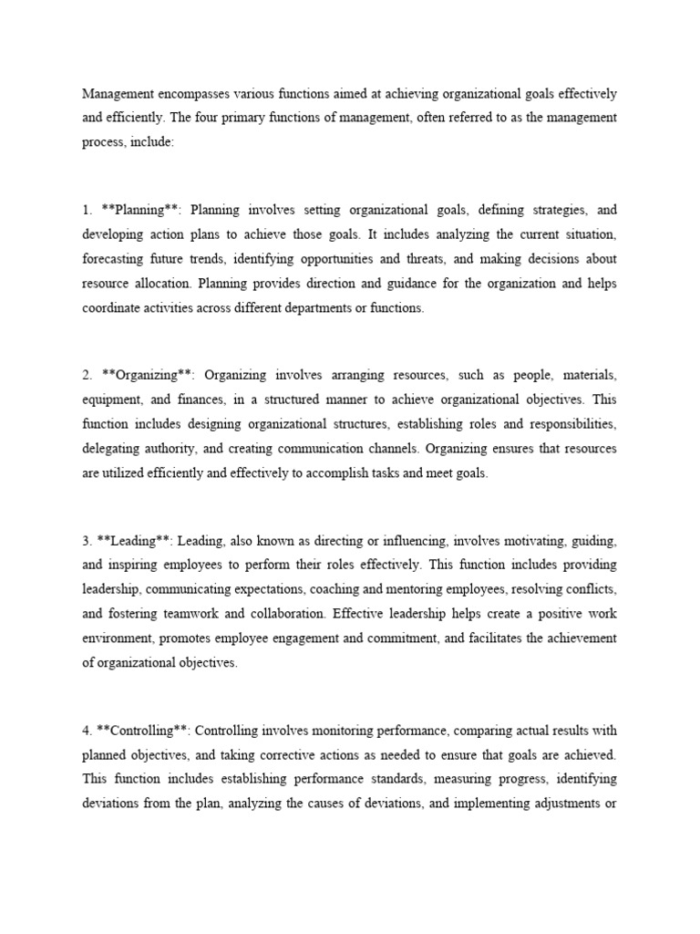 Functions of The Management | PDF | Goal | Leadership