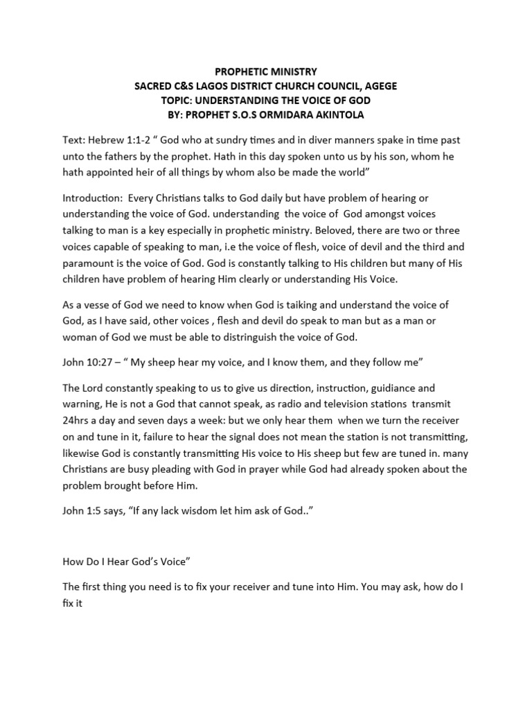 Understanding God's Voice in Ministry | PDF | Prayer | God