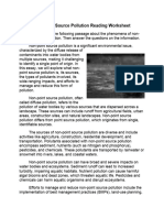 Non-Point Source Pollution Reading Worksheet: Instructions: Read The Following Passage About The Phenomena of Non