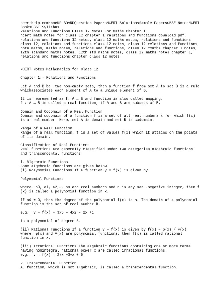 12-standard-notes-pdf-function-mathematics-polynomial