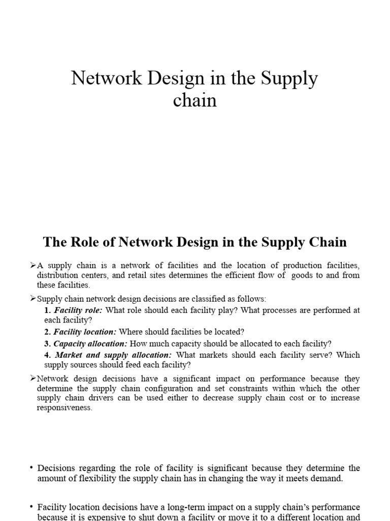 Network Design in The Supply Chain | PDF | Supply Chain | Retail