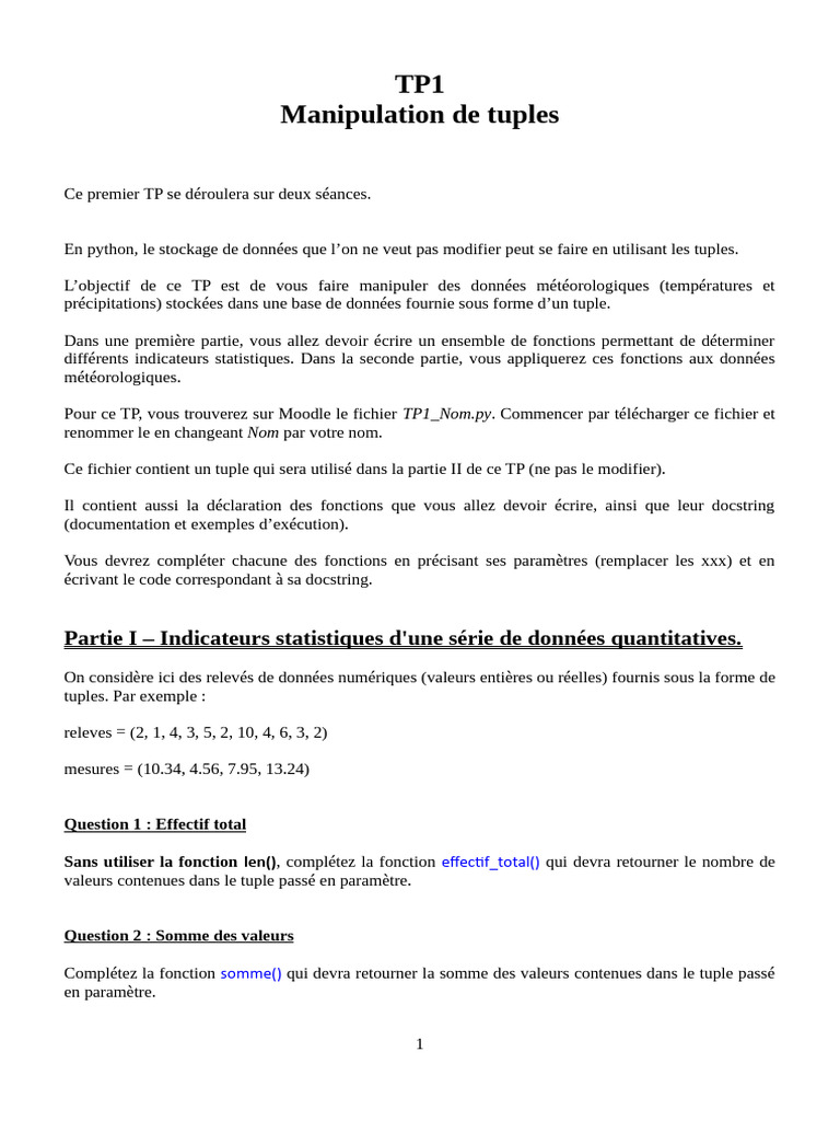 Manipulation de tuples en Python | PDF | Fichier informatique | Bases ...