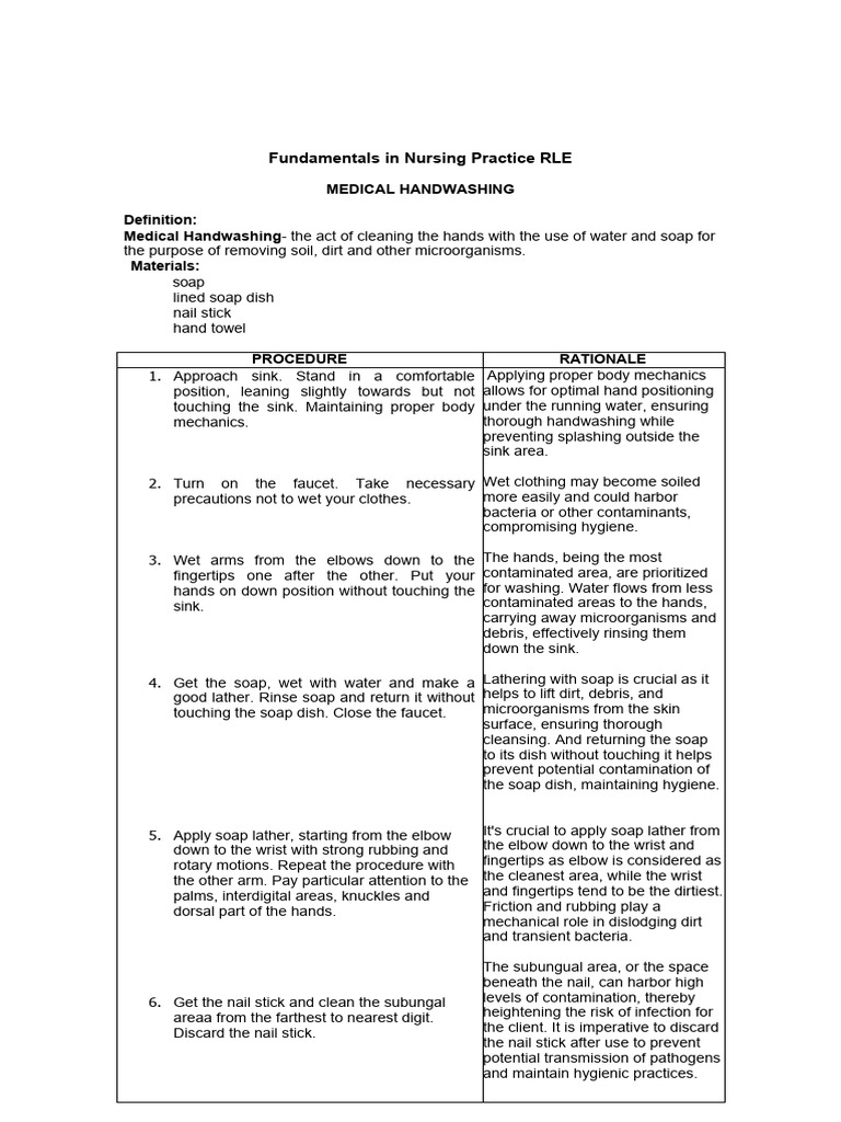 Medical Handwashing Procedure Guide | PDF | Hand Washing