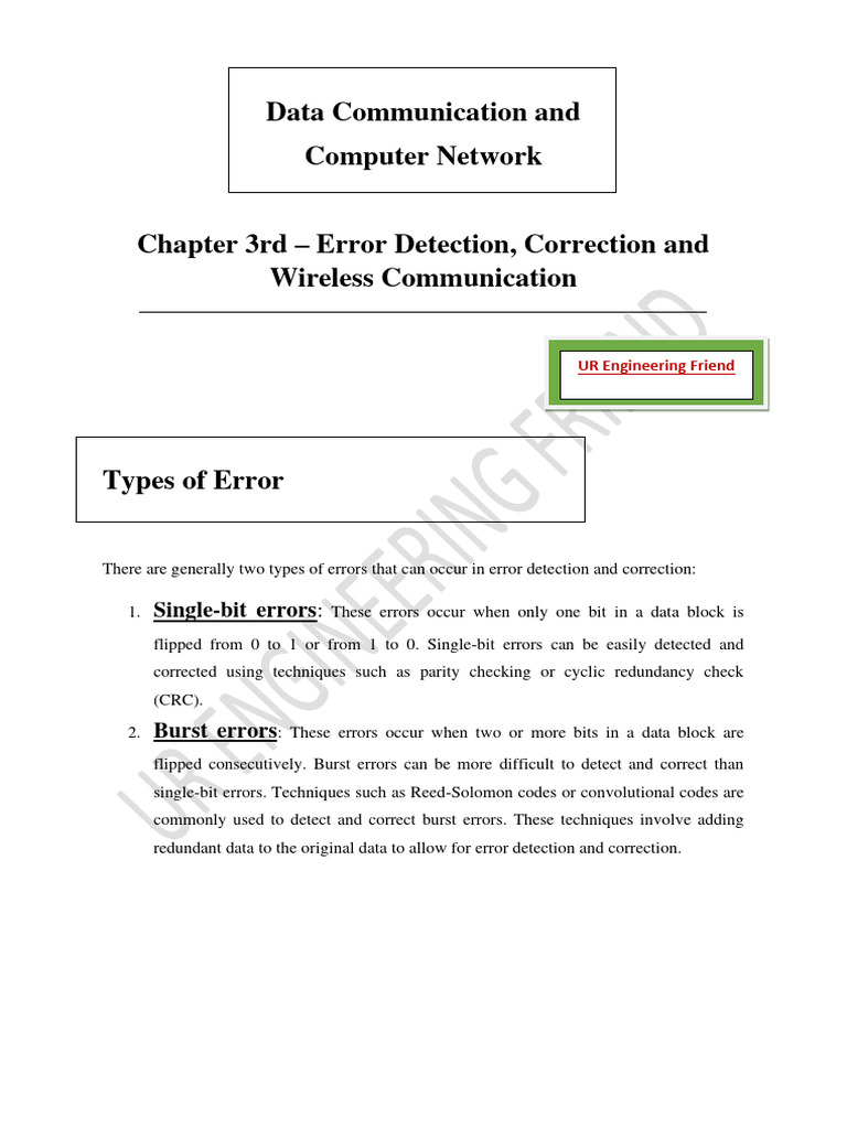 Error Detection and Correction in Networks | PDF | Error Detection And ...