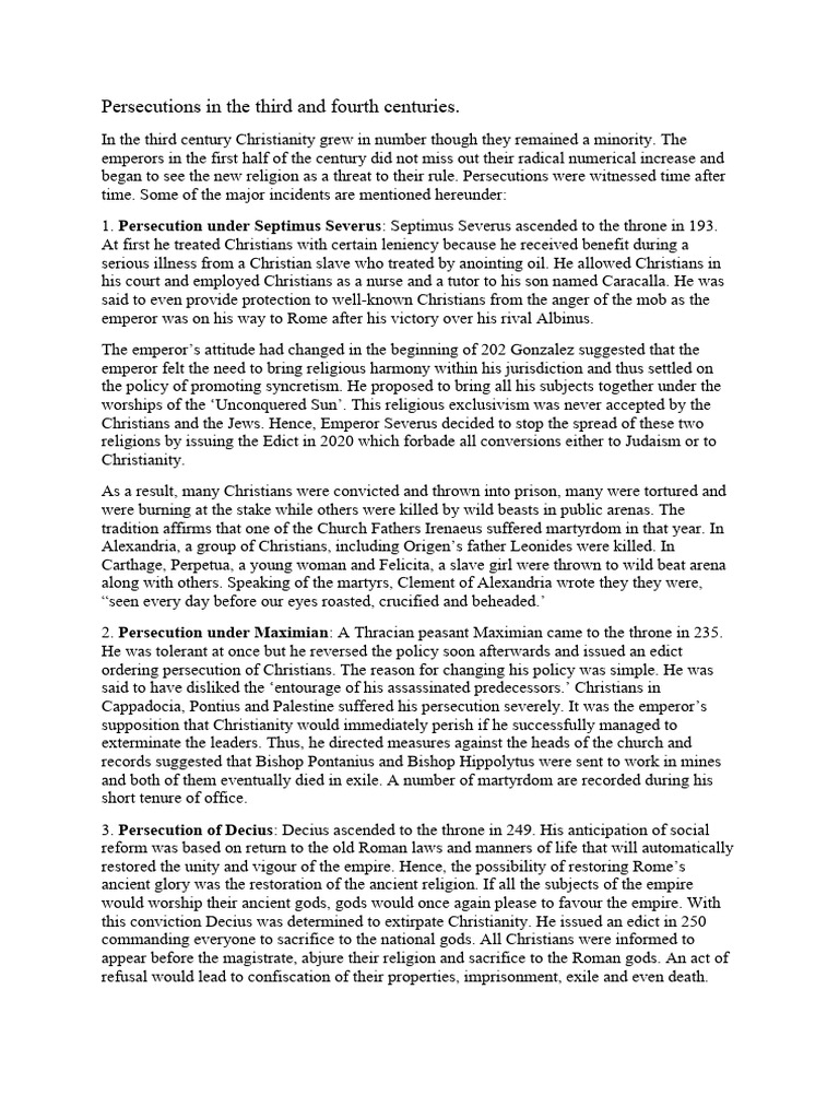 Persecution of Christians Under Diocletian | PDF