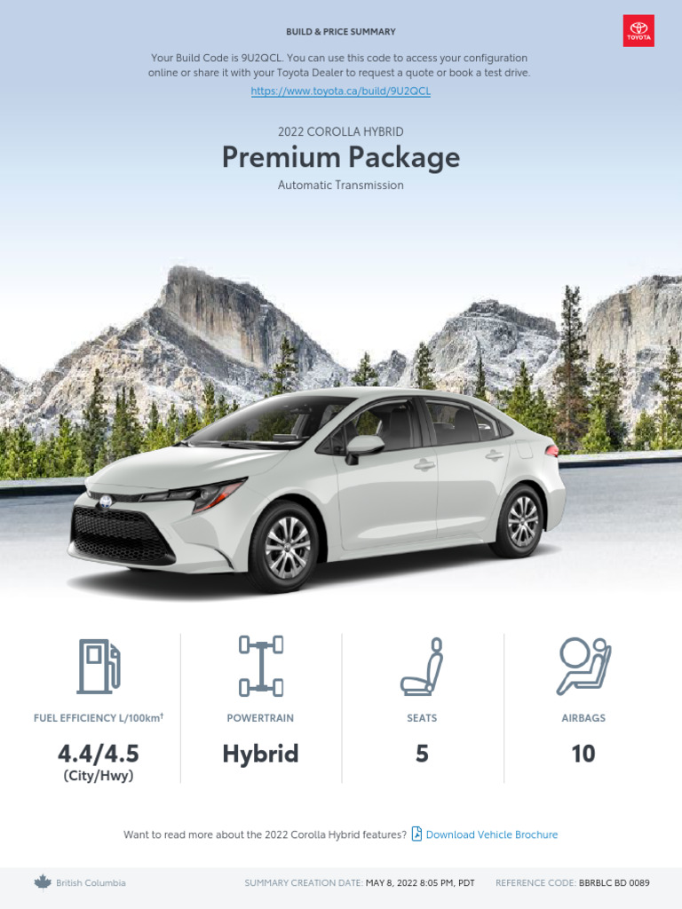 Toyota Build and Price 2022 Corolla Hybrid | PDF | Taxes | Annual ...