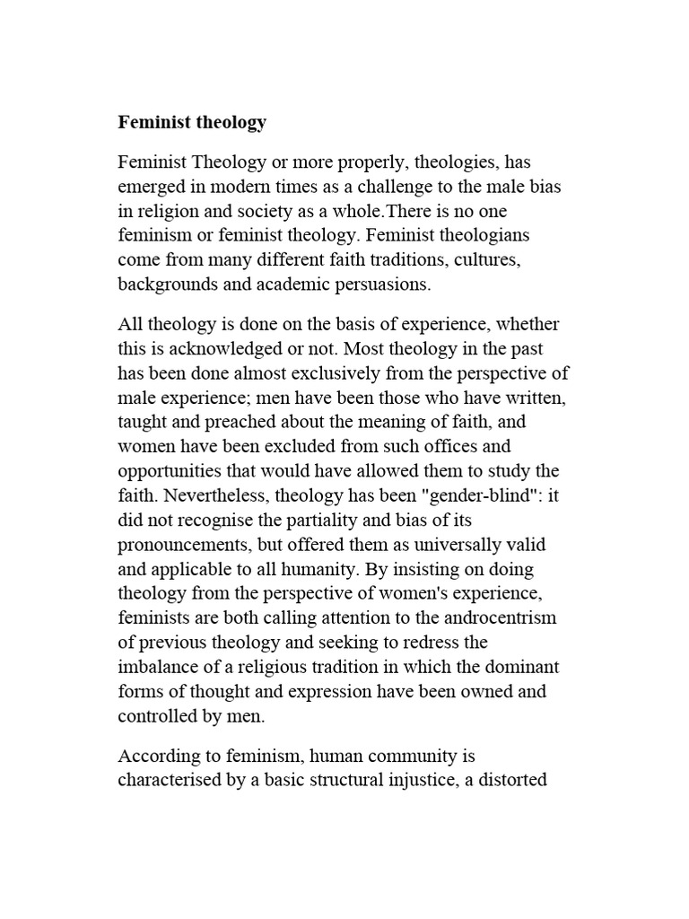 Feminist Theology | Download Free PDF | Feminism | Gender Studies