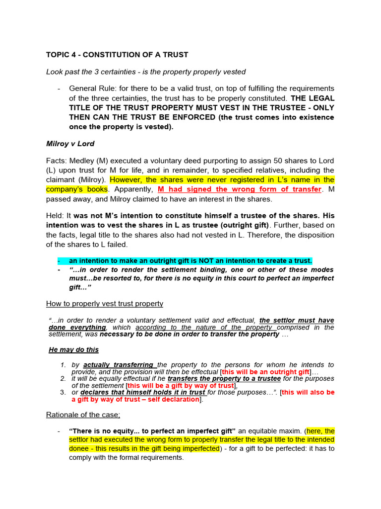 Validating Trust Property Vesting | PDF | Estoppel | Settlor