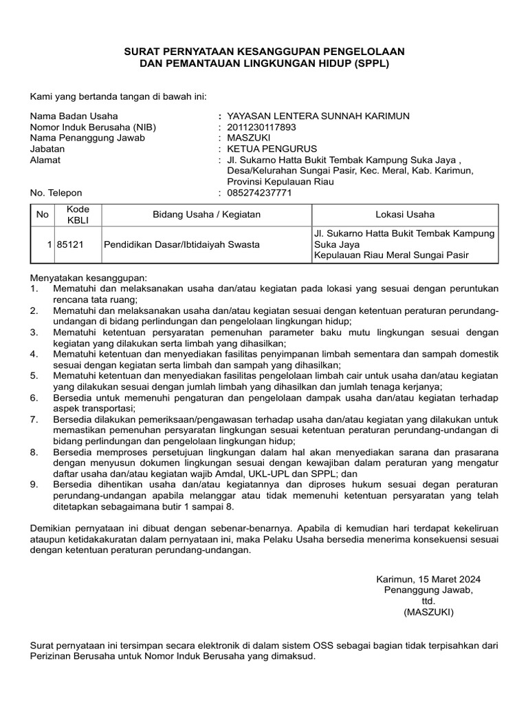 contoh dokumen sppl