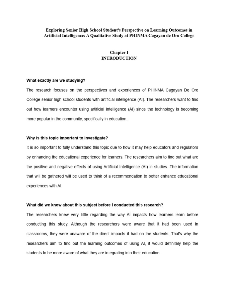 AI Learning Perspectives of High Schoolers | PDF | Intelligence (AI ...