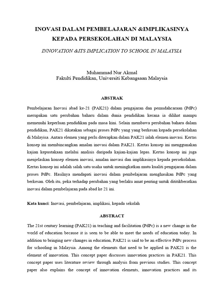 Inovasi Pembelajaran Abad ke-21 di Malaysia | PDF | Karier & Perkembangan