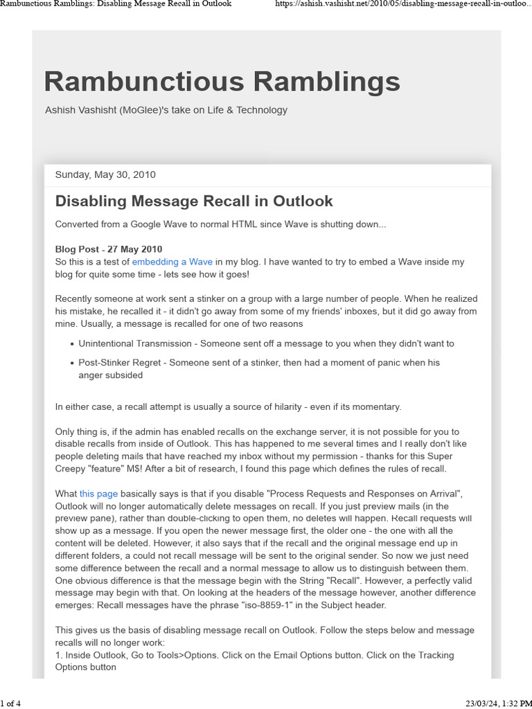 Disabling message recall in outlook download free pdf microsoft