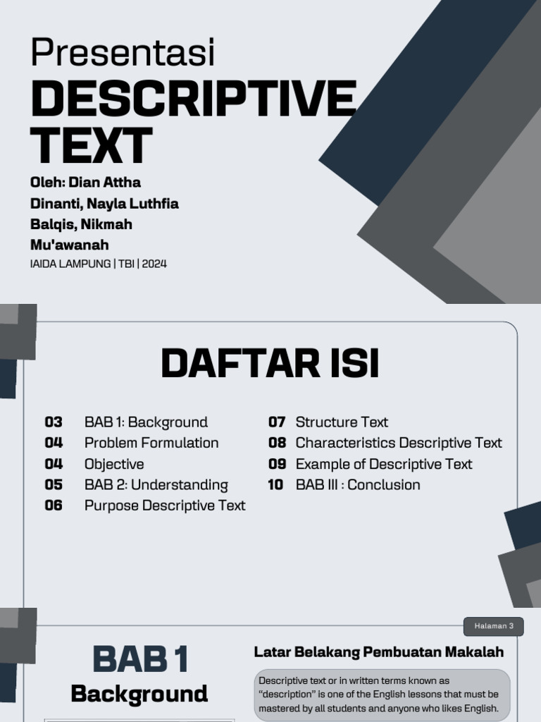 Panduan Teks Deskriptif Bahasa Inggris | PDF